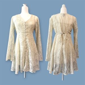 American Rag Cream Lace Long Sleeve Dress